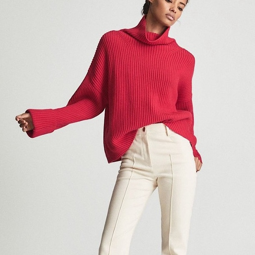 Oversized Red Distressed Sweater